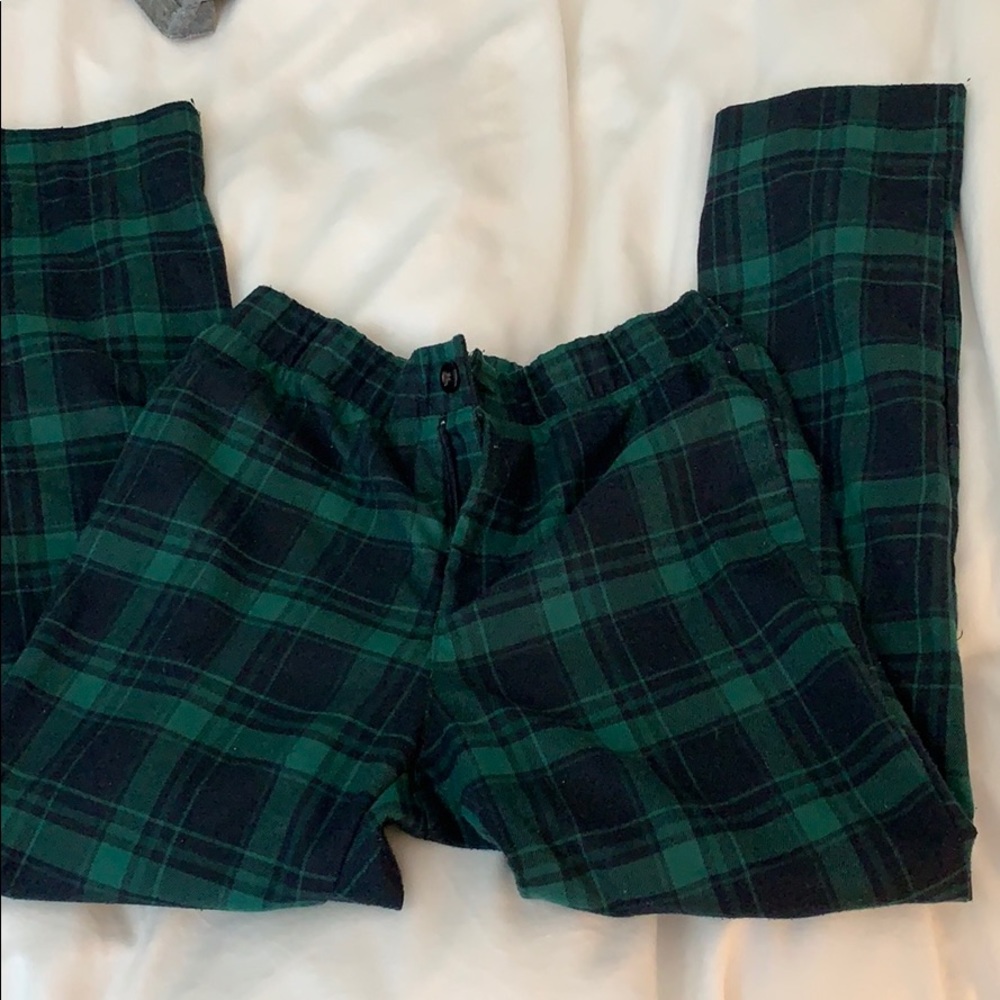 Green plaid pants